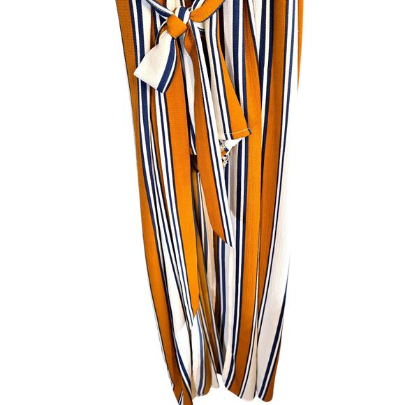 rue21 Medium Women's BOHO Maxi Pantsuit Strip Jumpsuit Sleeveless Miss Size 8 10 - Picture 3 of 7